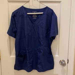 Jaannuu side zip scrub top, navy, XL
